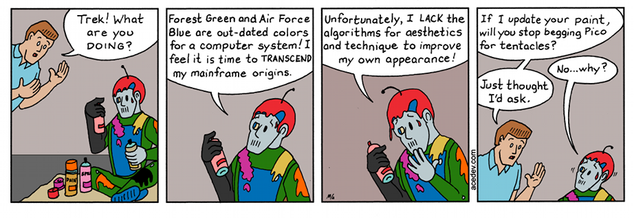 acedev comic, webcomic for Monday 01 Jan 2018
